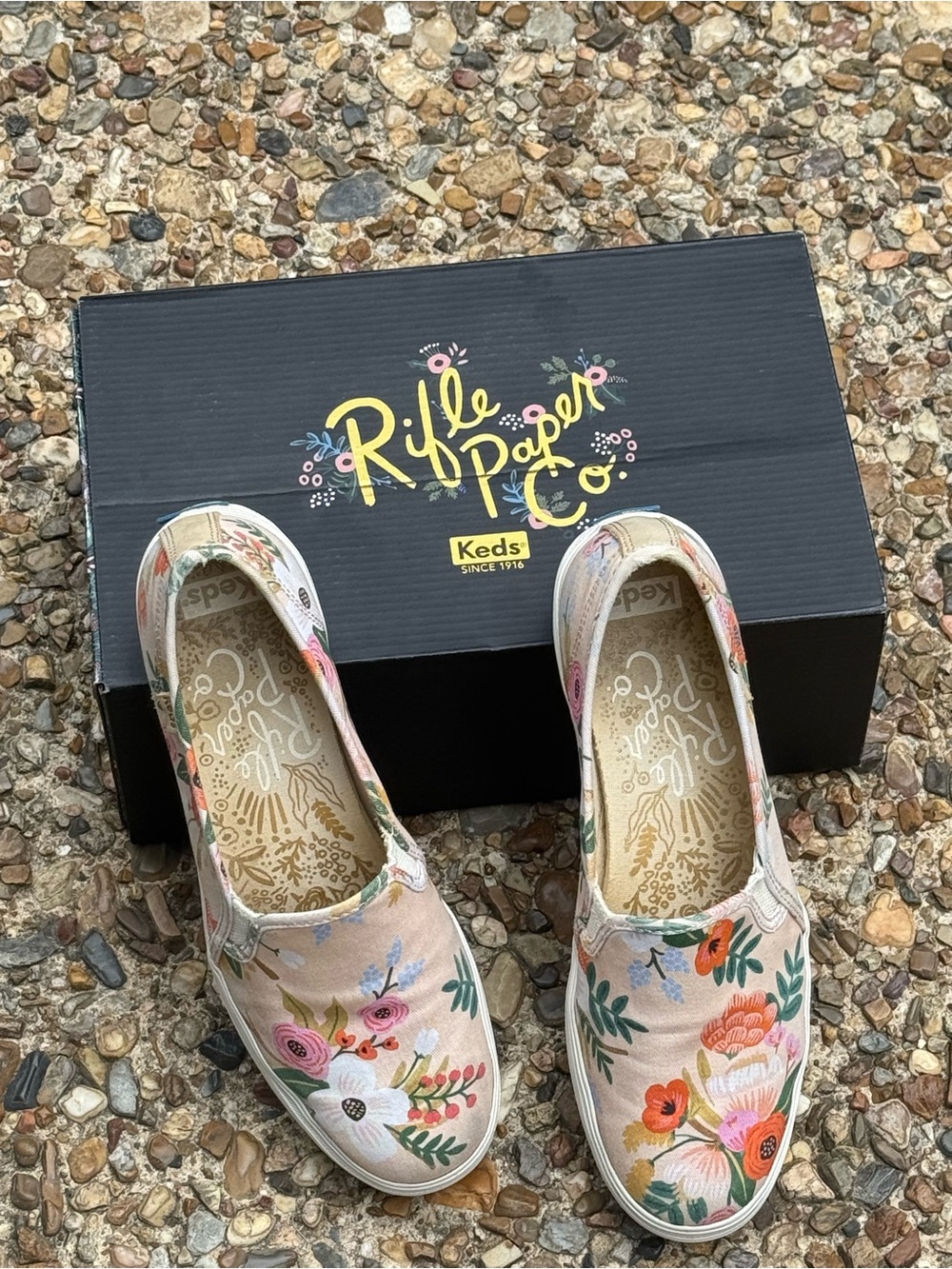 Keds x Rifle Paper Double Decker‎ Floral Slip On Sneakers WF61775 Pink Womens 8